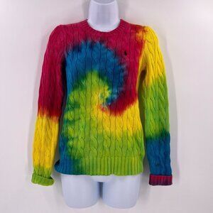 Polo Ralph Lauren Women Size Small Cable Knit Tie-Dye Sweater